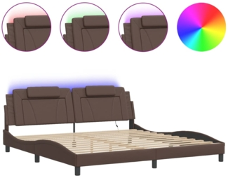 vidaXL Bettgestell "Viana" mit LED ohne Matratze Braun 200x200 cm 3214045
