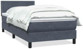 vidaXL Boxspringbett mit Matratze Dunkelgrau 80x210 cm Samt 3316090