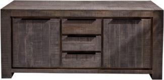 Casa Padrino Landhausstil Sideboard Grau 175 x 50 x H. 76 cm - Massivholz Schrank mit 2 Türen und 3 Schubladen - Wohnzimmer Möbel