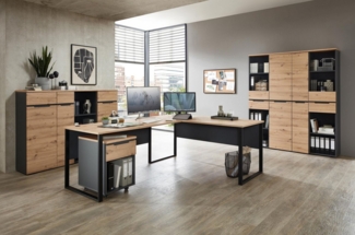 Komplettbüro MEMPHIS IV 8-teilig Front Artisan Eiche Korpus Graphit