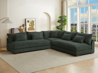 Vente-unique - Ecksofa - Ecke wechselbar - Cord - Grün - SPERONE von Pascal Morabito