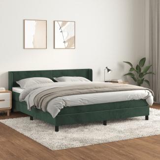 vidaXL Boxspringbett mit Matratze Dunkelgrün 180x200 cm Samt 3130856