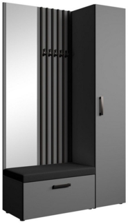 Beautysofa Garderobenschrank mit großem Spiegel und Kleiderstange MARGARET II+IV ein hoher eintüriger Kleiderschrank und ein komfortabler Schuhschrank