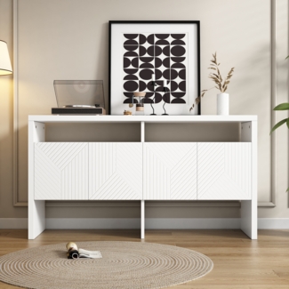 Merax Kommode / Sideboard / Flurschrank mit 2 offenen Fächern und 4 Türen, Weiß