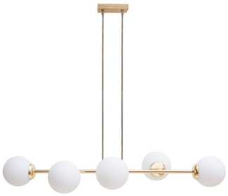 Licht-Erlebnisse Pendelleuchte DEKUT, ohne Leuchtmittel, Metall Glas E27 H: max. 95 cm in Gold Weiß Kugel Schirm Modern