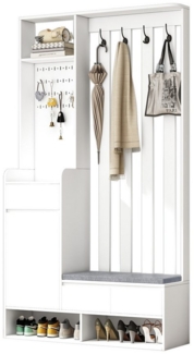 OKWISH Garderoben-Set für Ihren Eingangsbereich, (Flurgarderobe, Flur-Schuhschrank, Garderobe, 1-St, 4 Haken), mit gepolsterter Aufbewahrungsbank, Stecktafel, 4 Haken