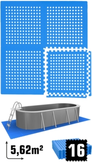 5,6m² Poolunterlage 16 Poolmatten 62x62cm in Blau