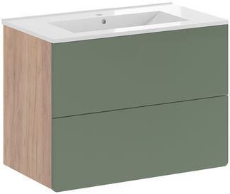 Waschbeckenunterschrank Izan Goldkraft Eiche/Grün 2-teilig Vicco