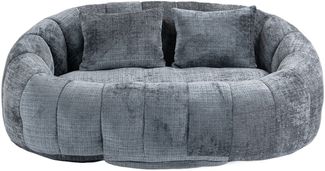 LVHOM Sitzsack XXL, Bean Bag mit Sitzpuff, Bodensofa mit 2 Kissen, 2-Sitzer-Sofa aus Chenille, 145x95x63cm