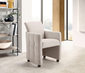 exxpo - sofa fashion Esszimmersessel Barista, Loungesessel auf Rollen mit hoher Bodenfreiheit, Barista Clubsessel auf Rollen mit schmalen Armlehnen, modernes Design