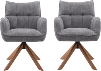 Armlehnstuhl >Marilla< (2er-Set) drehbar, Federkern, Chenille graphit - 59x86x65 (BxHxT)