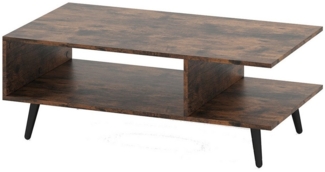 COSTWAY Couchtisch (1-St), mit Stauraum, 2 stufiger Wohnzimmertisch Holz 80x45x30cm