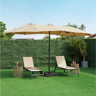 Yaheetech Sonnenschirm Extra Großartiger Gartenschirm mit Kurbel, LxB: 447x447 cm, Terrassenschirm mit Basis für Balkon/Terrasse/Markt/Garten