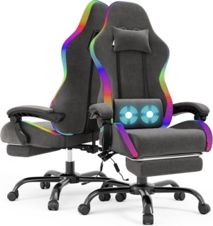 HOMALL Gaming-Stuhl LED Gaming Chair,Massage,Bürostuhl,Gaming Stuhl (Die LED-Beleuchtung ist einstellbar, das Massagekissen für den Rücken ist beweglich), Ergonomischer Bürostuhl,Kopfstütze und Lendenstütze