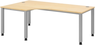 bümö manuell höhenverstellbarer Eckschreibtisch Ahorn, Schreibtisch L Form 200x120 cm - Eckschreibtisch höhenverstellbar, L Schreibtisch, PC-Tisch Büro, großer Computertisch, Q-Serie, QS-82-3