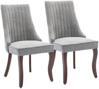 SeedWave Esszimmerstuhl Chenille 2er-Set Küchenstuhl, 4 Holzfüße mit Verstellbaren Fußpads, Polsterstuhl mit geschwungener Rücklehne