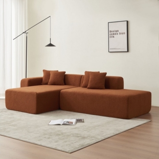 SANODESK Ecksofa Modulares Ecksofa in L-Form mit Liege – 5-Sitzer Sofa aus Sherpa-Stoff, inklusive Rückenkissen, geeignet für Wohnzimmer, Schlafzimmer, Büro oder Apartment