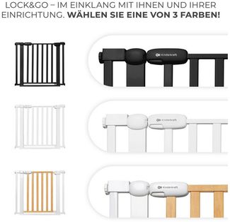 Kinderkraft Lock&Go Tür- Treppenschutzgitter 75-103 cm Holz Natur / Weiß