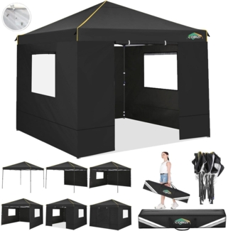 COBIZI Pavillon 3x3 Wasserdicht Stabil UV 50+ Partyzelt Schwarz