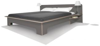 PLANE Doppelbett Anthrazit mit Birkenkante 140 x 210 cm