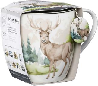 Geschenk-Set Jumbotasse mit Anhänger Wildlife - Jumbotasse mit Anhänger Hirsch