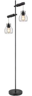 Stehleuchte Stehlampe Wohnzimmer 2 Flammig Holz metall schwarz 15326-2SNB
