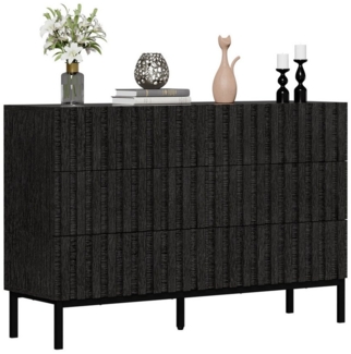 UEV Kommode mit 6 Schubladen, Sideboard mit Lamellen (Küchenschrank Buffet TV Board Schrank mit Füße Aufbewahrungsschrank, Anrichte Schrank mit Metallfüßen, Highboard, Sideboard, Schmal kommode), 73,4 x 34,5 x 100 cm für Wohnzimmer Schlafzimmer Flur