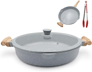 2-in-1 Keramik Pfanne mit Deckel 32cm Antihaft Bratpfanne Blau