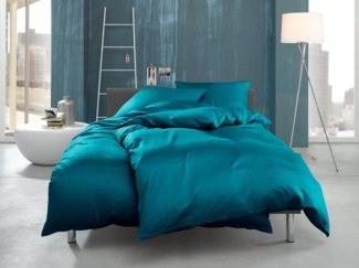 Mako Interlock Jersey Bettwäsche "Ina" uni/einfarbig petrol blau Garnitur 155x220 + 80x80