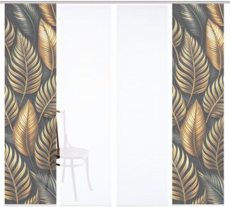 HOME in green Schiebegardine ZEDRIC (4 St), Paneelwagen, halbtransparent, Bambusoptik, SET, recycelt, Digitaldruck