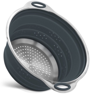 Camolo Nudelsieb Abtropfsieb Sieb Küchensieb Faltbar Klappbar, Silikon, Edelstahl