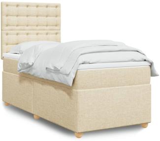 vidaXL Boxspringbett mit Matratze Creme 90x190 cm Stoff 3293454