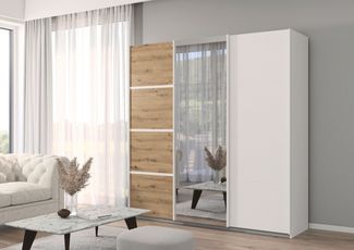 rauch Kleiderschrank Schwebetürenschrank OTTO´s Choice Garderobe Schrank TOP ANGEBOT Avola (3 verschiedene Ausstattungen BASIC/CLASSIC/PREMIUM (inkl. SOFT-CLOSE) mit eleganten Zierleisten in Chrom, Schwarz oder Weiß MADE IN GERMANY