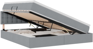 vidaXL Bett mit Stauraum und LED mit LED Hellgrau 180 x 200 cm Stoff 3371286