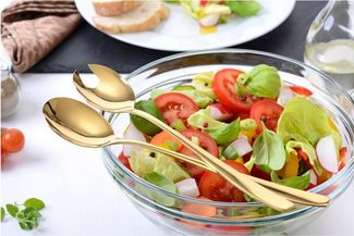 Salatbesteck 2-tlg, Edelstahl, gold