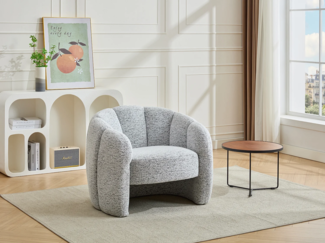 Vente-unique - Muschelsessel - Chenille-Stoff - Grau - DELIPO