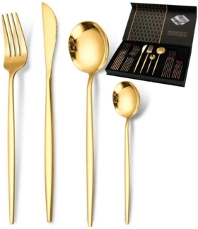 KESSMANN Besteck-Set Premium Gold Besteck Set 48 Teiliges rostfrei Edelstahl Essbesteck (48-tlg), 12 Personen, Edelstahl rostfrei, Menübesteck Tischbesteck Messer Gabel Löffel Tafelbesteck Set