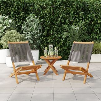 vidaXL Gartenstühle 2 Stk. Grau Massivholz Akazie und Polypropylen 367688
