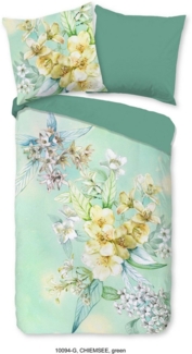 good morning Wendebettwäsche Chiemsee, Renforcé, 2 teilig, 100% Baumwolle, Renforcé, Reißverschluss, Wendeoptik, Blumen, Grün