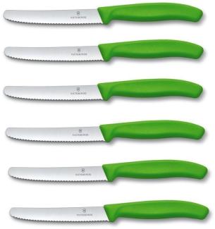 6x Victorinox | Tafelmesser Swiss Classic | ergonomischer Griff | rostfreier Edelstahl | spülmaschinenfest | Farbe: Grün