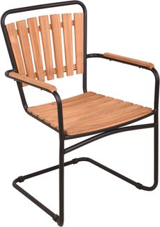 Gartenstuhl 4er Set HEIDI - Teak, Schwarz | Freischwinger Wetterfest Gartenstühle Outdoor Essstühle