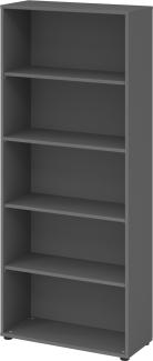 bümö Regal graphit, Standregal aus Holz für 5 Ordnerhöhen - Bücherregal 80 cm breit, Aktenregal für Ordner & Bücher, Büroregal, Holzregal, Ordnerregal, Aufbewahrungsregal, Buchregal, 4000-G