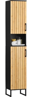 SoBuy Hochschrank BZR201 Badezimmerschrank schmal, Hochschrank verstellbare Ablagen, Badezimmer