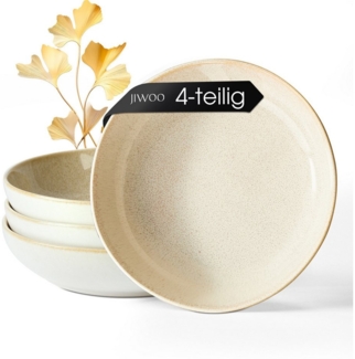JIWOO Suppenteller 4er,Ø22cm,Frühstücksteller,Pastateller,Vorspeisenteller,Dessertteller, (4 St), Keramik,Mikrowellen-und spülmaschinenfest,Glänzende Reaktivglasur