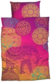 CASATEX Bettwäsche Noida Violett Türkis Orange, Renforcé, 3 teilig, Orientalisch, Ornamente