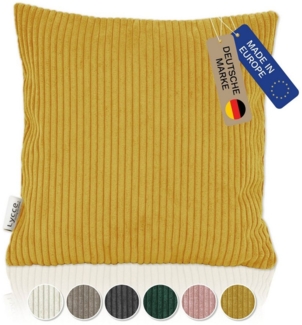 Lycce Dekokissen Kissenbezug aus trendigem Cordstoff (40x40 cm), senf / gelb