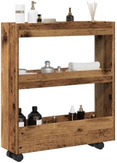 vidaXL Aufbewahrungswagen Schmal 3 Etagen Altholz-Optik Holzwerkstoff 855248