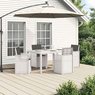 vidaXL Garten Essgruppe mit Kissen 5 pcs Weiß und Anthrazit PP 3430064