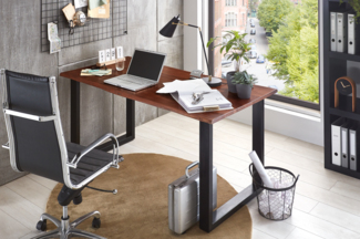 Schreibtisch »Palma« Vollholz Baumkantentisch 160x85 Akazie Nussbaum schwarz 524944