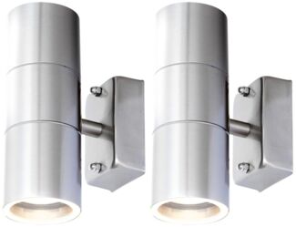 2er Set LED Wandleuchten aus Edelstahl für Ihre Terrasse
